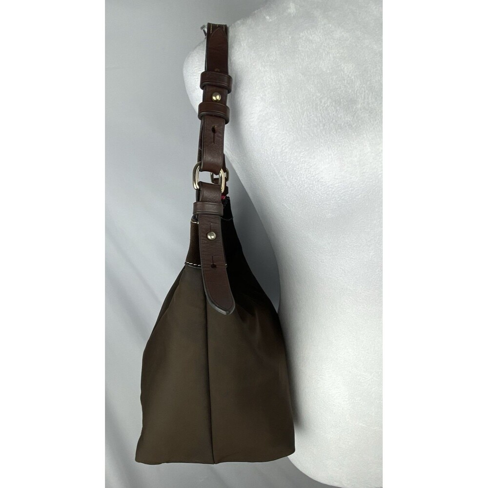 Dooney & Bourke Erica Hobo Bag Shoulder Tote Dark brown Nylon Leather Strap - Picture 6 of 16